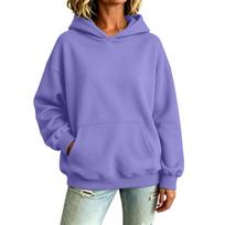 Women's Long Sleeve Hooded Pullover Sweatshirt with Pocket M gray