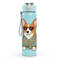 1PC Corgi Colorful Shirt Portrait 750ml Color Plastic Sports Water Bottle Leakproof Flip Straw Lid Suitable for Sports Office Home Use tamsiai mėlyna