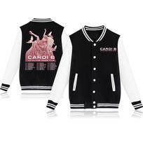 Cardi B Little Miss Drama Tour  Baseball Uniform Hoodie Man Women Jacket Unisex Harajuku Sweatshirt Hoodie L gray