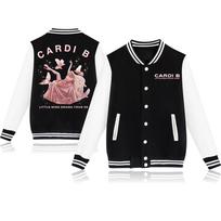 Cardi B Little Miss Drama Tour  Baseball Uniform Hoodie Man Women Jacket Unisex Harajuku Sweatshirt Hoodie S gray