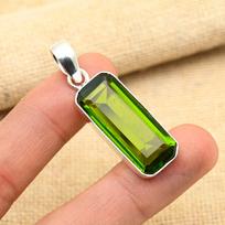Peridot  Gemstone Handmade 925 Solid Sterling Silver Jewelry Exquisite Pendant For Women 1.88Inches žalia