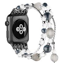 Nuoroda apyrankės dirželis Apple Watch Series 8 Ultra 49mm 6 5 4 SE 3 Band 38mm 42mm elastingas dirželis, skirtas Iwatch 44mm 40mm 41mm 45mm Moterų agato perlų juostoms 41mm pilka