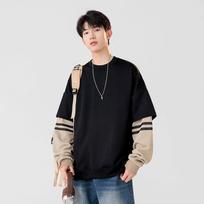 Men's Autumn/Winter Hong Kong Style Thick Layered Look Hoodie - Trendy, Loose-Fit, Long Sleeve T-shirt S juoda