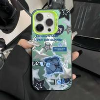 Star Cross Shell for iPhone 15 Pro Max, 14, 13, and XS 14 sidabro žalia spalva