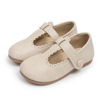 Girls Scalloped Edge Mary Jane Flats Toddler Little Kid Velcro Soft Sole Retro Princess Dress Casual Shoes 24 white