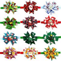 50pcs New Christmas Pet Supplies Cute Small Dog Cat Bow Tie Necktie with Santa Claus Snowflake Accessories for Dogs Pet Supplies (as the picture,50pcs) red