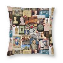 Anne Boleyn Collage Square Pillowcase Polyester Linen Velvet Creative Zip Decor Sofa Seater Cushion Cover 30x30cm black