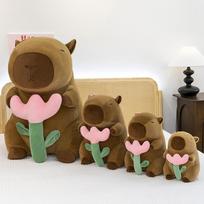 Cute capybara capybara gives girlfriend gift plush toy doll children's doll 30cm (320g) European mink beige