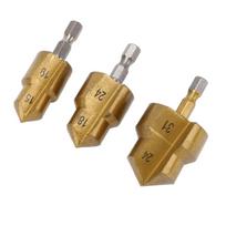 3PCS PPR Lifting Drill Bits 1/4 Inch Hex Shank Pipe Reamer Water Tube Expansion Hole Opener Bit 15‑19mm 18‑24mm 24‑31mm