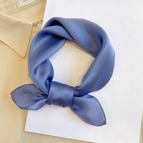 Vientiso natūralaus šilko kvadratiniai skarelės moterims Kaklaskarės Foulard Skarelė Plaukų juosta Rankinės Juostelės Galvos juosta Dovana 53x53cm mėlyna