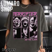 Terrifier Art The Clown Shirt Creepy Horror Movie Graphic Tee Spooky Halloween S gray
