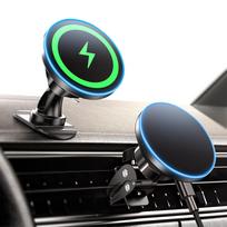 Magnet Wireless Car Charger 15W Fast Charging Magnetic Car Mount Phone Holder Air Vent for iPhone 16 15 14 13 Pro Max 12 T208F gray