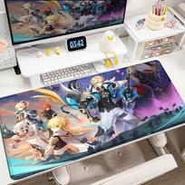 Naujas Genshin Impact Stalo Kilimėlis Anime Žaidimų Šaunus Varka Žaidimų Pelės Kilimėlis Užrakintas Kraštas Neslystantis Guminis Žaidimų Kilimėlis Biuro Klaviatūros Pelės Kilimėlis 30cmx60cm gray