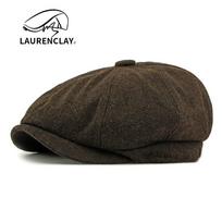 Baseball caps for men, wool berets, British vintage octagonal hats, women's spring and autumn new classic newsboy hats, trendy style Elastic band black