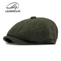 Baseball caps for men, wool berets, British vintage octagonal hats, women's spring and autumn new classic newsboy hats, trendy style Elastic band gray