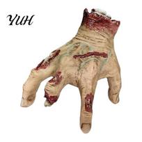 Halloween Prank Props Crawling Hand Prop, Sound Activated Moving Zombie Realistic Silicone Crawler for Haunted House, Spooky Party Decor, Interactive A beige