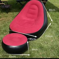 Inflatable Modular Sofa Set Foldable Lounge Chair Adults Indoor Outdoor Use PVC Flocked Material Red Combo Sofa in OPP Bag red
