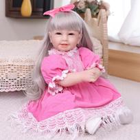 KEIUMI Reborn Dolls 55 cm Silicone Cloth Body Touch Soft Newborn Babies Girl Early Educational Toy Christmas Birthday Gifts gray