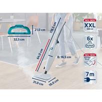 Leifheit CleanTenso Power 11940 garų valytuvas, efektyvus garų šluotos modelis visų tipų grindims, 680 ml XXL bakas, baltas