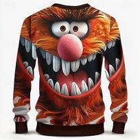 Autumn Funny Men's Sweatshirt Cartoon Ghost Face 3D Printed Long Sleeve Tees Oversized O-Neck Pullover Sweatshirt Men Streetwear 5XL gray