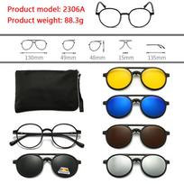 6 viename akiniai nuo saulės vyrams, moterims, magnetiniai prisegami akiniai, optiniai rėmeliai pagal receptą, magnetiniai spaustukai Polarized lens black