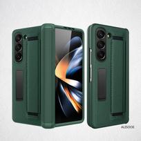 Z Fold 7 6 5 4 Hinge Case for Samsung Galaxy Z Fold 7 6 5 4 Case Wristband Front Glass Wrist Strap Stand Protect Cover Funda for Galaxy Z Fold 4 žalia