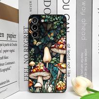 Meno spalvotas stiklo stiliaus miško grybų spausdintas telefono dėklas, skirtas Samsung Galaxy A56 A14 A55 A16 A54 A36 A53 A52 A51, minkšti dėklai Galaxy A40 black