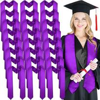 12-100 Unisex Graduation Stole Bulk Sublimation Blank Grad Sash Plain 70 Inches Diy Graduate Honor Stole For Students Set 12 purple