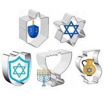 5pcs Stainless Steel Hanukkah Cookie Mould Muti-Shaped Cookie Die Cutting Cookie Cutters DIY Cookie Molds Hanukkah Party Gifts white