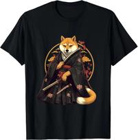 Japanese Shiba Inu Ukiyo-e Anime Katana Funny Japanese Art T-Shirt S black