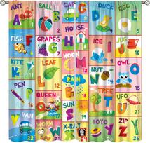 Science Classroom Curtains for Kids,Maths Education Formula Numbers Learning Letters Window Drapes for Boys Girls Bedroom Living 100×220cm blue