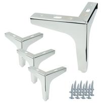 Set of 4 furniture legs Anchor silver chrome height 13 cm