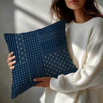 Raštas Sashiko siuvinėjimas Indigo dažymo tekstūros Pagalvės užvalkalas Raštuotas pagalvės užvalkalas Romantiškas Jaukūs namai Sofos dekoracija 60cmx60cm(24x24Inch)