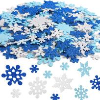 100Pcs 3D Snowflake Self-Adhesive Glitter Foam Stickers Christmas Winter Party Home Decoration DIY for Windows Planners Gift Box blue