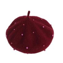 Woolen Children's Beret Solid Color Painter Hat Sweet Baby Wool Hat  Baby vyno raudonos spalvos