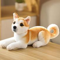 Cute Husky Simulation Dog Realistic Appearance Soft Puppy Fluffy Akita Dog Birthday Gift beige