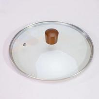 Transparent Steel Universal Wok Stainless Lid With Hightemperature Fiberglass Handle Dark round knob,26cm Lid Only