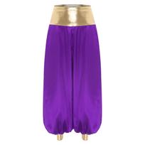 Moteriški hipių haremų kelnės Magiško žibinto stiliaus Metalinio blizgesio patchwork dizainas Arabų princesės kostiumas 3XL violetinė