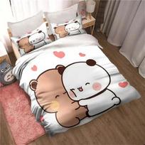Bubu Dudu Cartoon Cute Bear Kawaii Christmas Gift Bedding Set Printed Set With Pillowcase Bed Duvet Cover Soft Bedclothes Home 70x133cm 2pcs white
