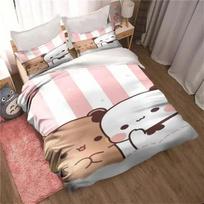 Bubu Dudu Cartoon Cute Bear Kawaii Christmas Gift Bedding Set Printed Set With Pillowcase Bed Duvet Cover Soft Bedclothes Home 70x133cm 2pcs