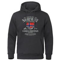 Norwegian Fjord Mountain fashionable and comfortable men's and women's hooded sweater, autumn and winter printed hooded shirt 3XL gray