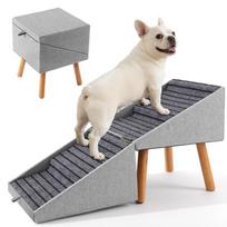 Foldable Wooden Dog Stairs and Ramp for Large Medium Small Breeds for Dogs for Pet Steps Footstool beige