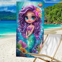 Mermaid Beach Towel – Quick-Dry, Lightweight Microfiber Travel Blanket, 100% Polyester, Machine Washable, for Beach & Holidays 70x140cm(28x55in) blue
