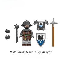 Medieval Equipment Knight Building Block Action Figures Armor Helmet Compatible ABS Accessories Children's DIY Toy N335-338 black