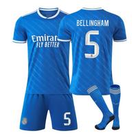Jaunimo Vaikų Suaugusiųjų Futbolo Apranga 2025-26 Real Madrid Antras Išvykos Sportinis Treniruočių Marškinėlių Rinkinys su Kojinėmis 16 blue