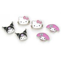 Hello Kitty Kuromi And My Melody Stud Earring Set white