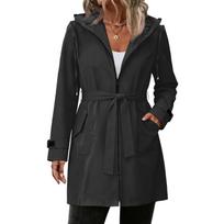 Womens Raincoats With Hood Lightweight Outdoor Hooded Windbreaker Trench Coat Jacket Plus Size XL juoda