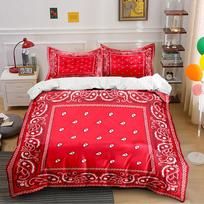 Red Paisley Bandana Set Bedding Duvet Cover Set  (1*Duvet Cover 2*Pillowcases, without duvet insert) 135x200cm red