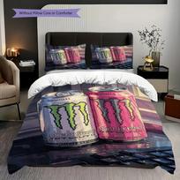 Vibrant Monster Energy Cans Shine Bright Bedding(1 * duvet cover + 2 * pillowcase, without core) Soft and comfortable Duvet cover and pillowcase 135x200cm