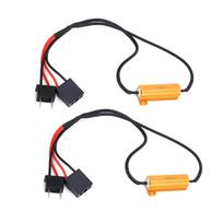 2pcs H7 LED Decoder 50W 6ohm Load Resistor Flash Error Free Canceller for Car Headlight Turn Signal black